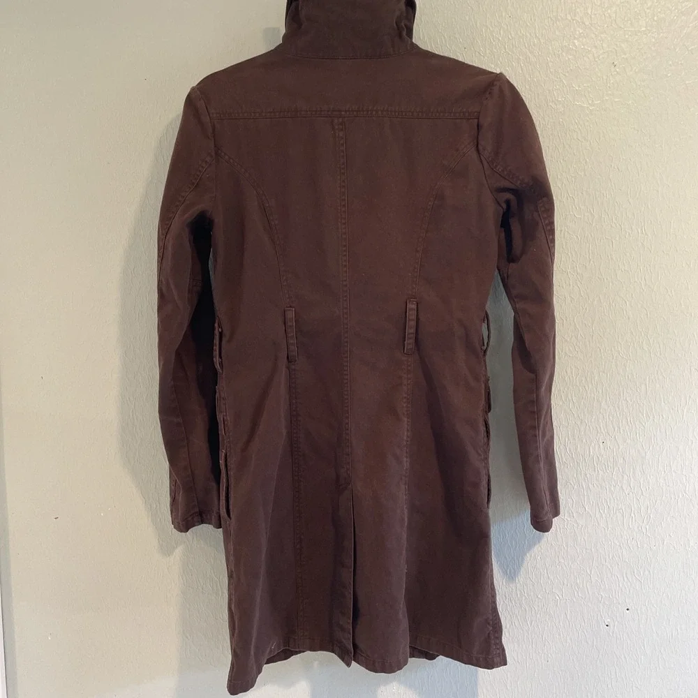 BB Dakota Utility Cargo Trench Jacket Coat Full Zip Brown M Y2K aso Bella‎ swan - Picture 10 of 11
